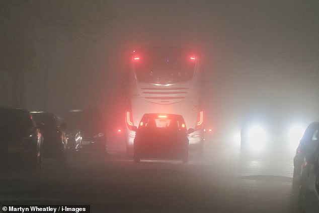 LONDON: A very foggy morning for motorists on a road in Northolt, West London, this morning