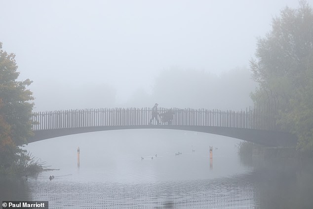 PETERBOROUGH: A foggy start to the day at Nene Park in the Cambridgeshire city today