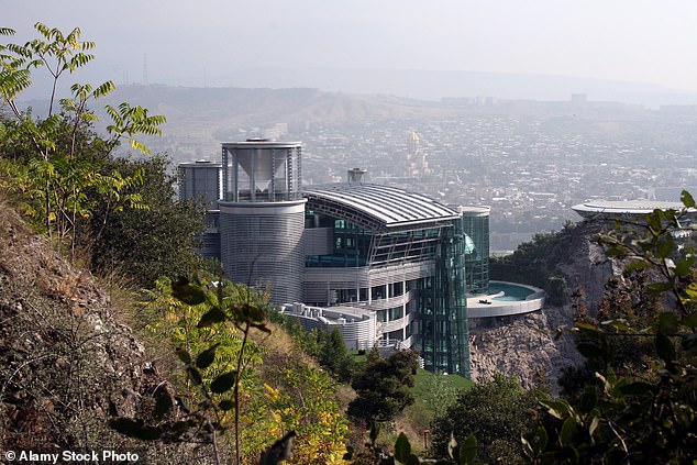 View of the compound of the Georgian billionaire Bidzina Ivanishvili above Tbilisi, Georgia