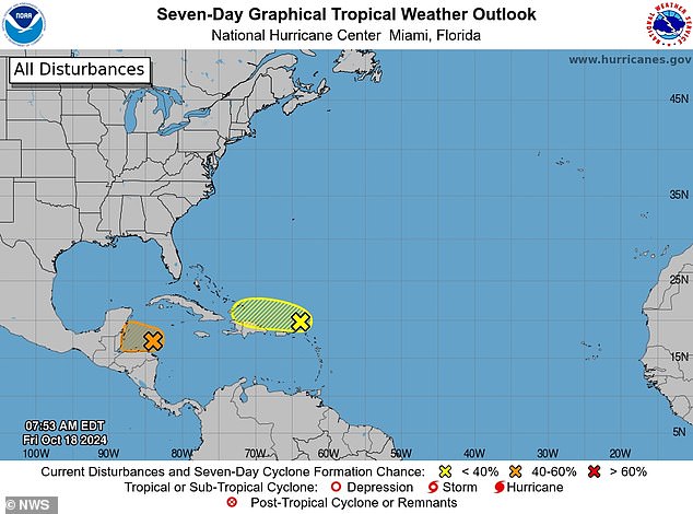 The storm is headed for Belize and the Yucatan Peninsula in Mexico and has a 50 percent chance of developing into a tropical storm within the next 48 hours