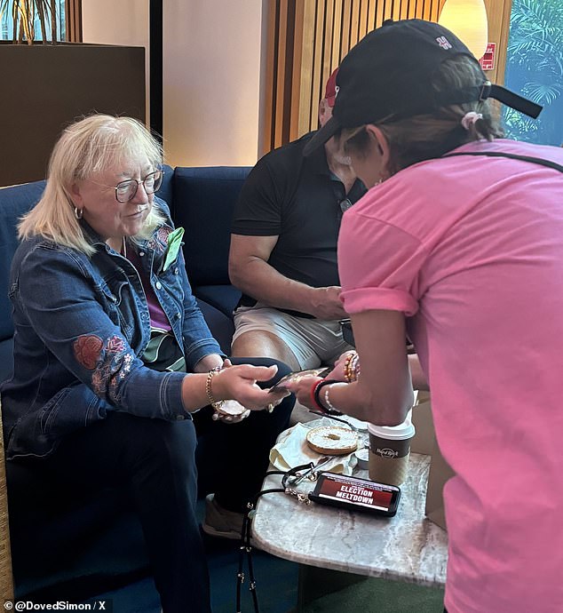 Mom Donna was gifted an iconic Eras Tour bracelet by one of Swift's fans in Miami on Friday