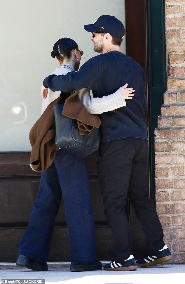 The 35-year-old Blink Twice director and 49-year-old Great Gatsby actor shared a friendly hug and chatted each other up in the city's Tribeca neighborhood