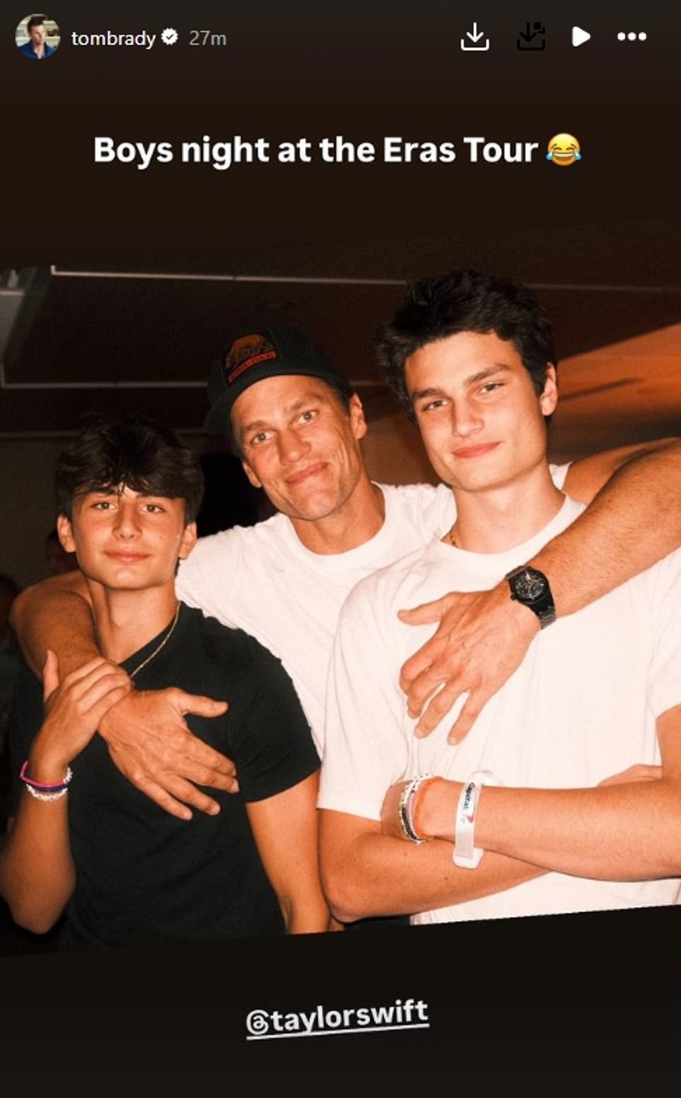 The retired NFL player jumped to his Instagram stories and uploaded a photo of himself posing with his sons, Ben and Jack