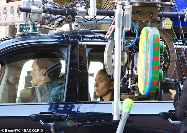 Friend sat in the driver's seat for his scene with Johansson