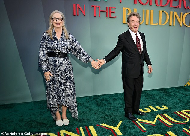 A few months earlier in August, Meryl and Martin further fueled romance rumors when they were seen holding hands at the season four premiere of the Hulu series in Los Angeles (seen above)