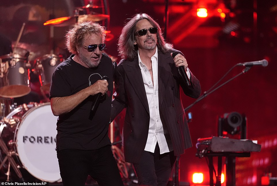 Sammy Hagar kept it casual in a black shirt and pants as he performed alongside Kelly Hansen during the annual ceremony