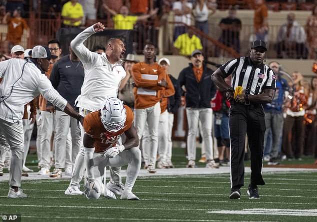 Texas coach Steve Sarkisian was fuming with the call that denied them an interception return