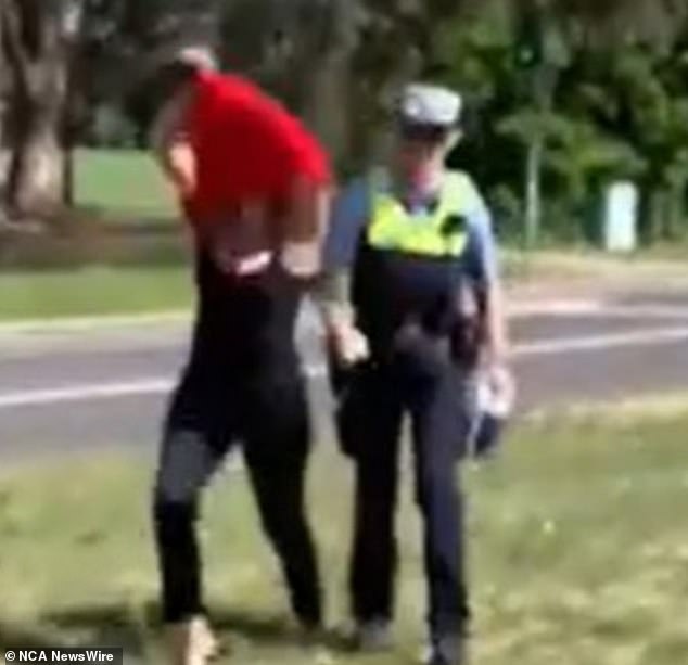 Independent Senator Lidia Thorpe argues with a police officer. Picture: NewsWire