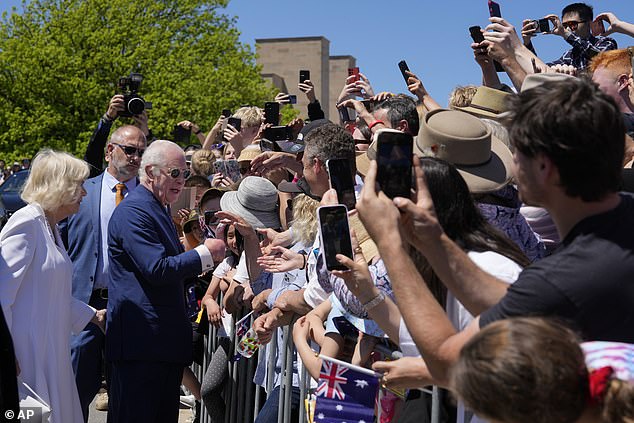 Buckingham Palace declined to comment on Thorpe's outburst in Parliament House, but sources brushed off the lone protestor, saying Their Majesties were 'deeply touched' at the warmth of the welcome they had received throughout the day