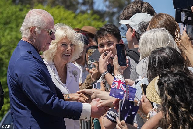 He greeted royal wellwishers and shook their hands at the event on Monday