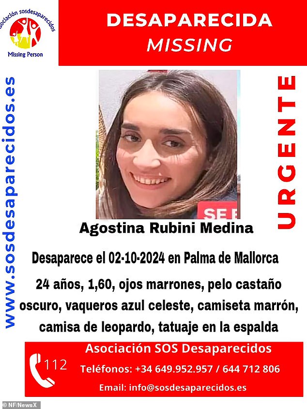 A police notice describes Agostina with an appeal for information about her disappearance