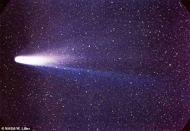 The Orionids occur each year as Earth passes through the wave of debris left behind by Halley's Comet (pictured) as it completes its 75-year orbit of the sun