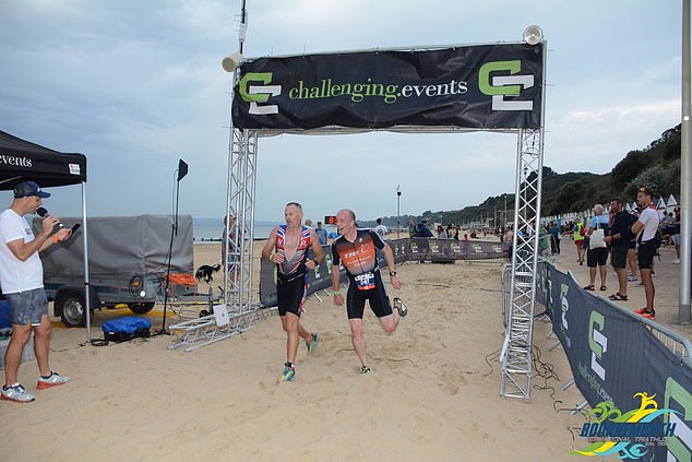 Mark (pictured, right) collapsed as he was running during the competition in Torremolinos on Thursday