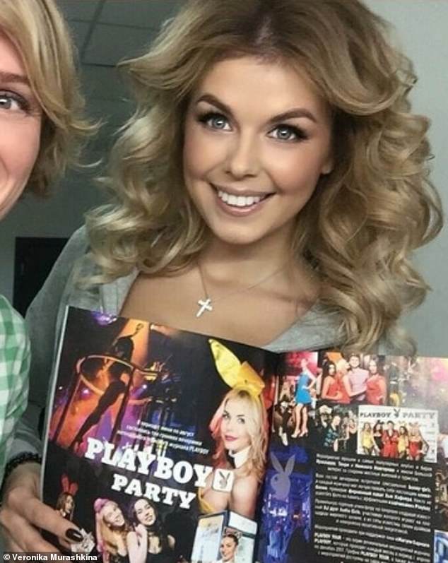 Veronika showed off her picture in the Playboy magazine in the photograph above