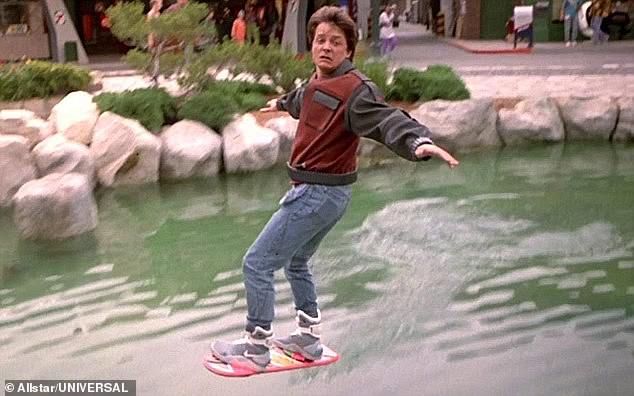 One of the film's most iconic pieces of technology is the hoverboard which Marty McFly (pictured) uses to escape from the future's bullies in an exciting chase sequence