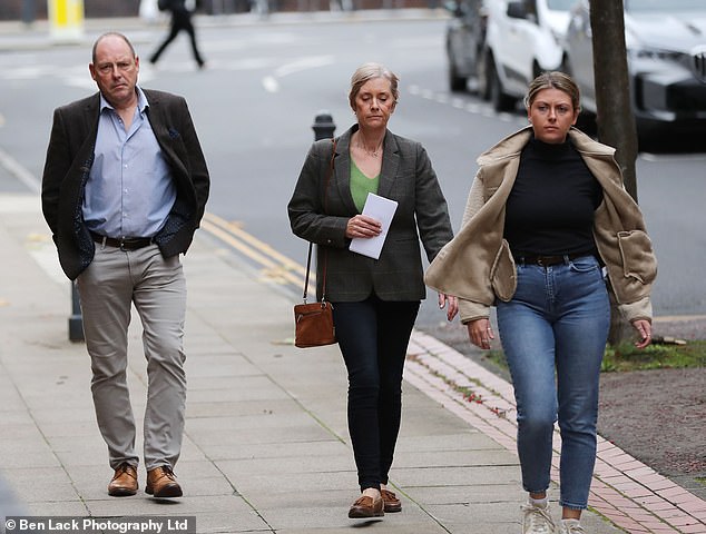 Geoff Brown (left), his wife Sarah (middle) and his other daughter Sophie (right) arriving at Leeds Crown Court