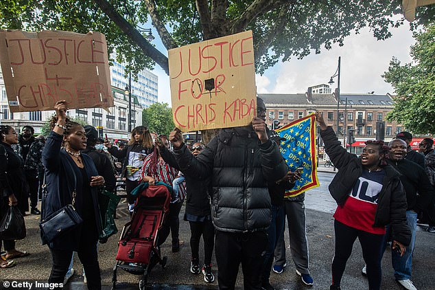 A protest outside Brixton Police Station over the shooting of Chris Kaba on September 9, 2022