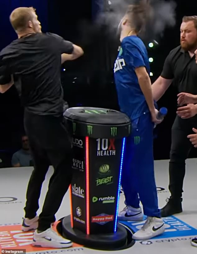 In Power Slap, contestants must stand in a box with their hands behind their backs as their opponent slaps them across the face