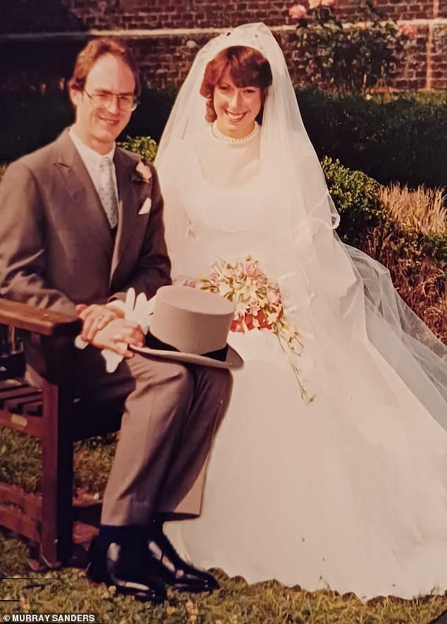 Claire with her husband David, 65, a retired banker, on their wedding day in 1984