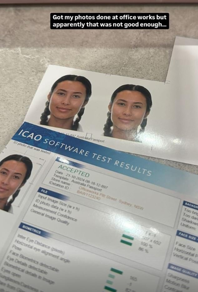 Evelyn then visited an Officeworks store and had new passport photos taken so she could resubmit her paperwork. However she later revealed her photos weren't approved