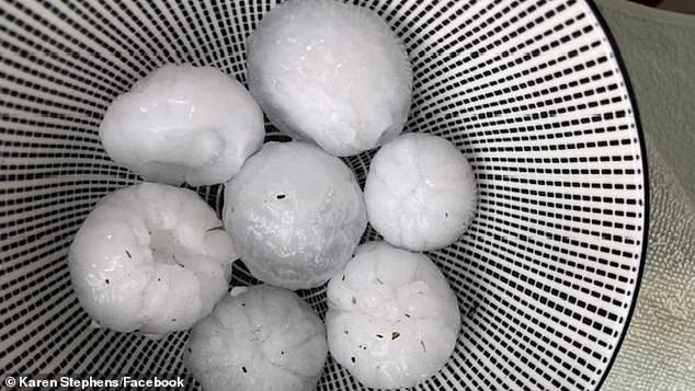 The hailstones were reported as ranging from the size of golf balls to tennis balls