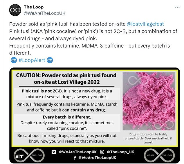 The drug has been present in the UK for years, this example shows The Loop, a Home Office-licensed drug checking service, issued a warning about pink cocaine back in 2022, but experts warn it is enjoying a rise in popularity