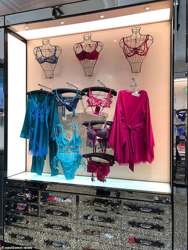 Underwear on display inside an Agent Provocateur store at GUM in Moscow