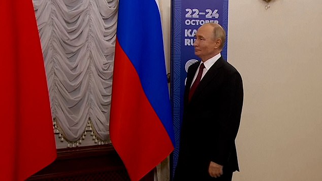 Putin stood on the spot for several excruciating seconds