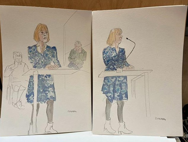 A court sketch shows Ms Pelicot testifying in court on October 23