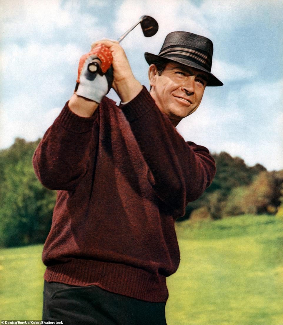 Sean Connery perfects his golf swing in Goldfinger