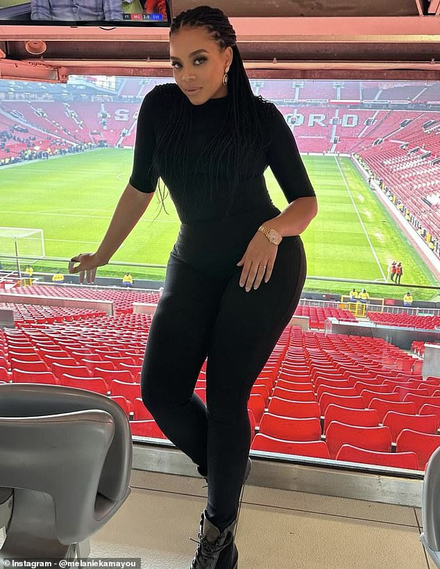 Dr Melanie Kamayou, wife of Andre Onana, pictured posing for a photograph at Old Trafford