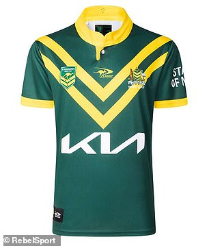 The latest Kangaroos jersey features car maker Kia as front-of-shirt team sponsor