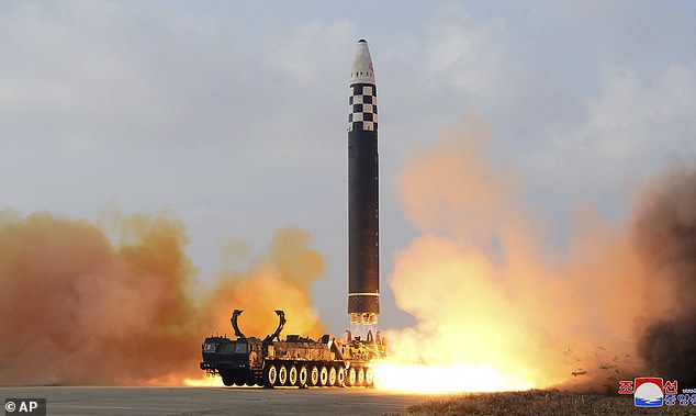 Test-firing of North Korea's Hwasong-17 intercontinental ballistic missile at Pyongyang International Airport