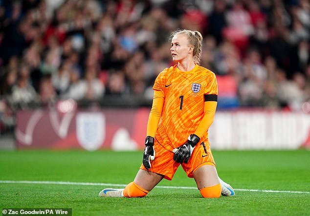 Hannah Hampton had a mixed evening and was beaten at her near post for Germany's third