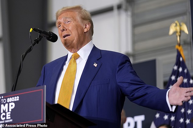 Republican presidential nominee former President Donald Trump speaks during a news conference at Austin-Bergstrom International Airport, Friday, Oct. 25, 2024, in Austin, Texas