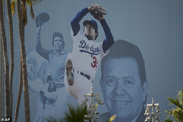 A mural went up displaying the MLB icon at Dodger Stadium days after his death