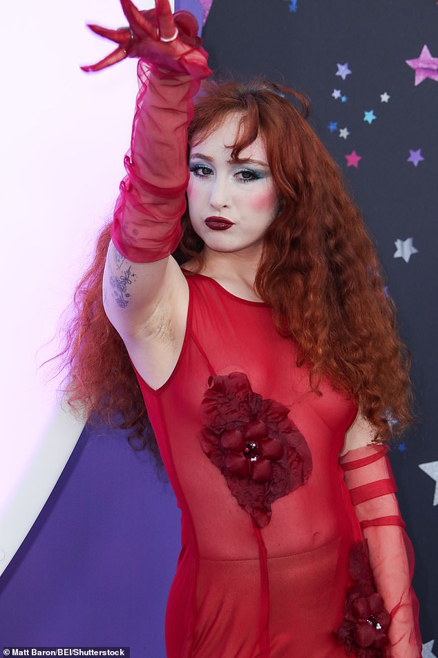 With her exaggerated makeup and dramatic poses, Chappell was an unmissable site as she stalked the red carpet during the premiere