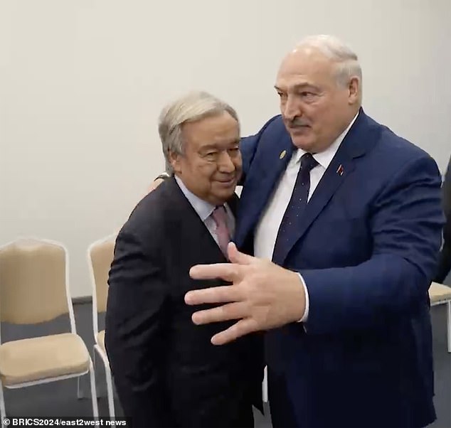 Guterres also met with Belaurs' dictator Alexander Lukashenko, pictured