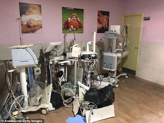 Images of medical machines are seen inside the hospital