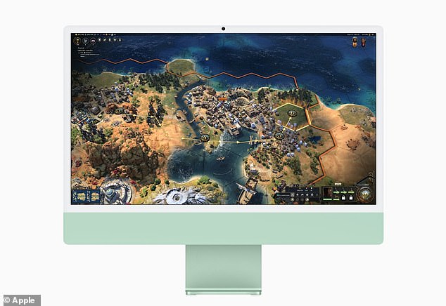 On the new iMac, M4 will accelerate everyday tasks, AI-based or otherwise – such as photo-editing, gaming and browsing webpages in Safari. Pictured, iMac with M4 playing Civilization VII, the upcoming video game