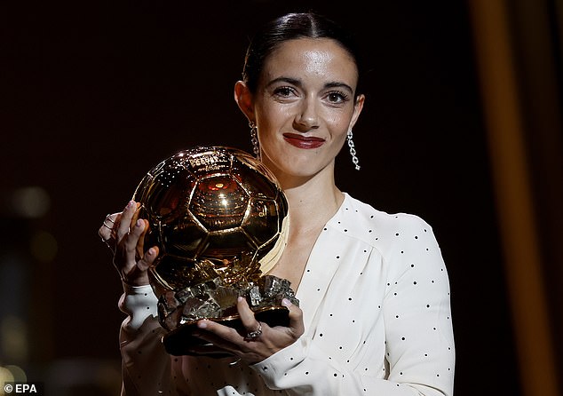 Spanish midfielder Bonmati was presented with the Women's Ballon d'Or by Hollywood star Natalie Portman, winning the honour for the second year in a row