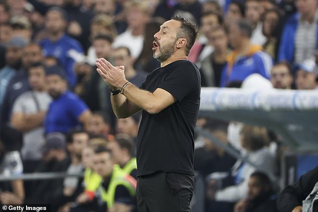 Marseille manager Roberto De Zerbi substituted Greenwood off during the half-time break