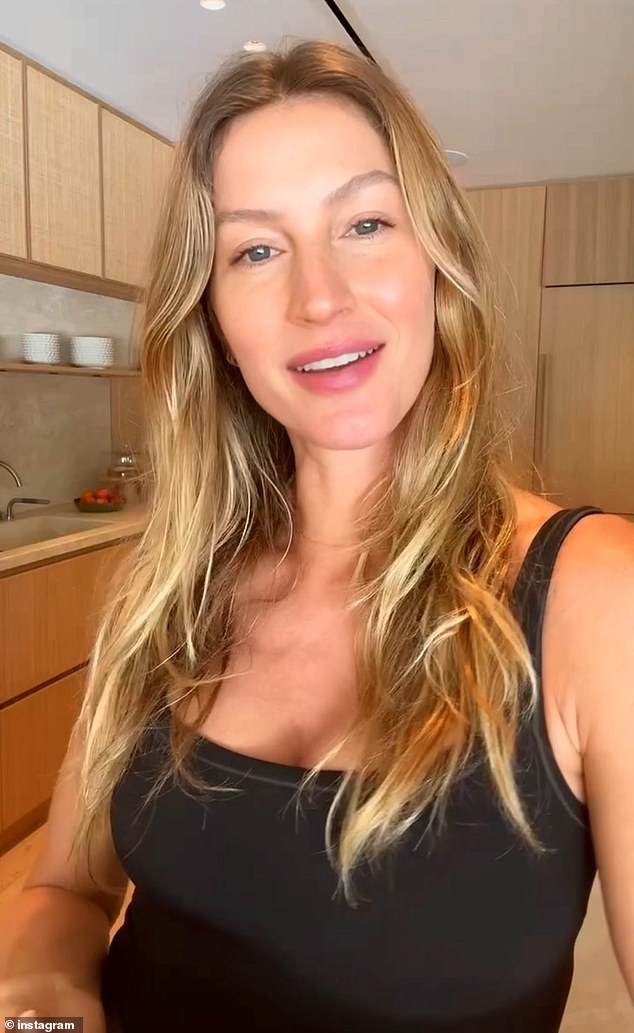 In a sponsored Instagram video to promote a herbal supplement earlier this month, Gisele made sure that the camera cut off just below her chest