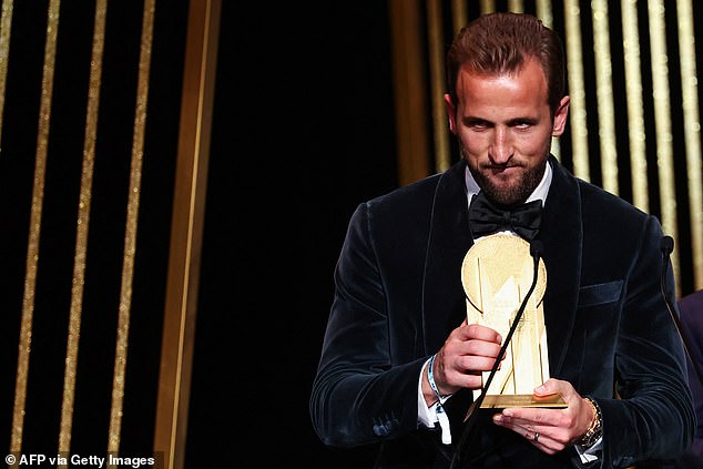 Kane picked up the Gerd Muller Trophy, which he must share with the absent Kylian Mbappe