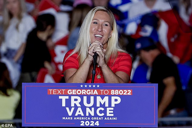 Marjorie Taylor Green, a Republican congresswoman from Georgia, also spoke at the rally