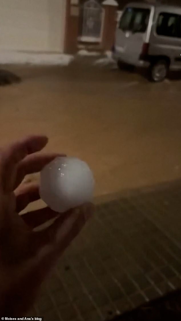 The enormous hailstones left cars across the city damages