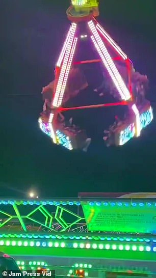 Video footage shows the spinning and swinging ride