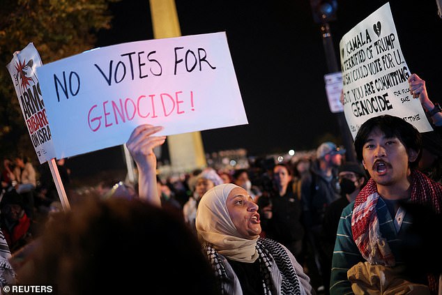 Protesters were outside the event to protest the situation in Gaza