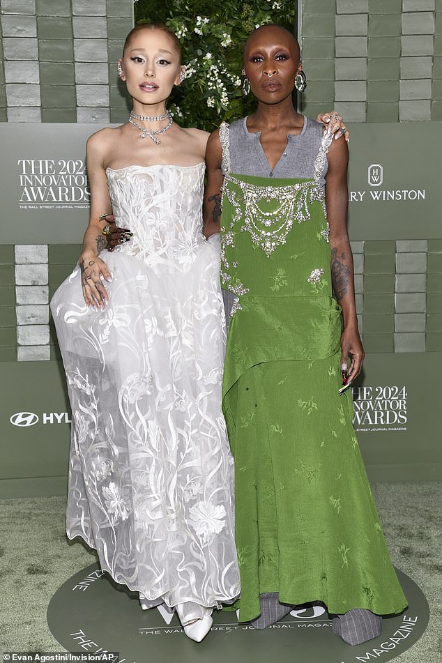 Ariana's dress perfectly fit her character Glinda in Wicked, and her costar Cynthia took the same approach by wearing a green dress, which would have suited her green-skinned character Elphaba