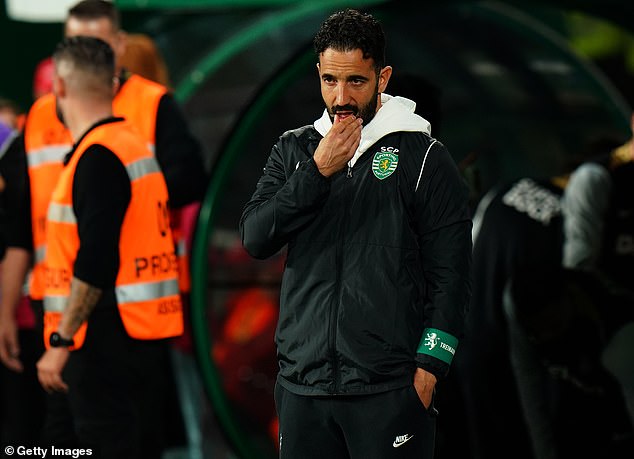 Amorim pictured during his Sporting Lisbon side's 3-1 win over Nacional last night